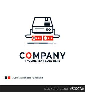 Console, game, gaming, pad, drive Logo Design. Blue and Orange Brand Name Design. Place for Tagline. Business Logo template.