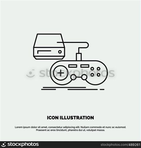 Console, game, gaming, playstation, play Icon. Line vector gray symbol for UI and UX, website or mobile application. Vector EPS10 Abstract Template background