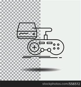 Console, game, gaming, playstation, play Line Icon on Transparent Background. Black Icon Vector Illustration. Vector EPS10 Abstract Template background