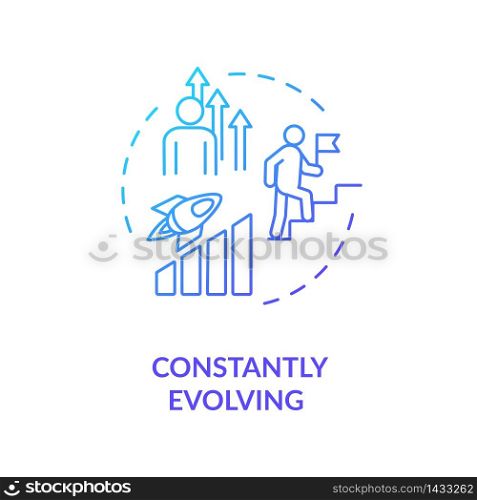 Constant evolving concept icon. Personal growth, improvement idea thin line illustration. Self perfection, professional skills development. Vector isolated outline RGB color drawing. Constant evolving concept icon