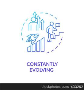 Constant evolving concept icon. Personal growth, improvement idea thin line illustration. Self perfection, professional skills development. Vector isolated outline RGB color drawing. Constant evolving concept icon