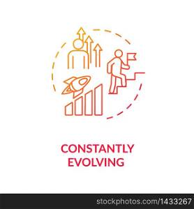 Constant evolving concept icon. Personal growth, self improvement idea thin line illustration. Self betterment, training, skills development. Vector isolated outline RGB color drawing. Constant evolving concept icon