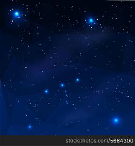 Constellation of Orion on a dark blue background in the polygonal style. Vector illustration.