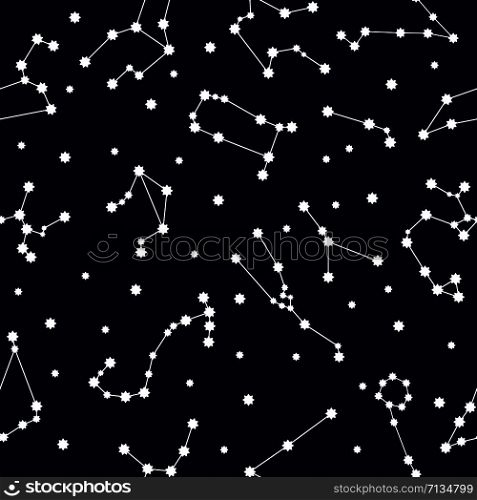 Constellation pattern. Cartoon illustration of constellation vector pattern for web design. Constellation pattern, cartoon style