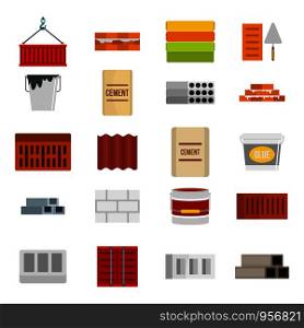 Construcion material icon set. Flat set of construcion material vector icons for web design isolated on white background. Construcion material icon set, flat style
