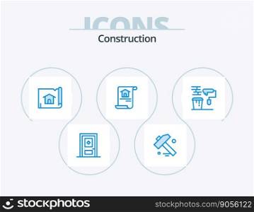 Construction Blue Icon Pack 5 Icon Design. painting. brush. construction. building. document
