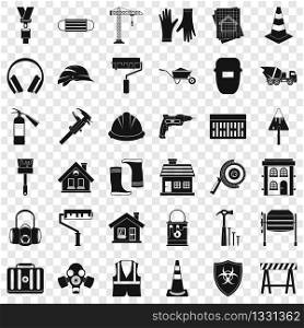 Construction bulldozer icons set. Simple style of 36 construction bulldozer vector icons for web for any design. Construction bulldozer icons set, simple style
