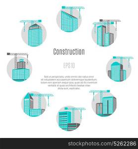 Construction Concept Illustration. Construction concept with house and city symbols flat isolated vector illustration