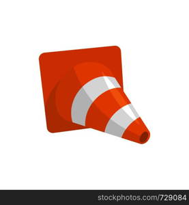 Construction cone icon. Flat illustration of construction cone vector icon for web. Construction cone icon, flat style