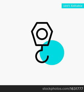 Construction, Crane, Hook turquoise highlight circle point Vector icon