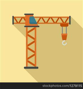 Construction crane icon. Flat illustration of construction crane vector icon for web design. Construction crane icon, flat style