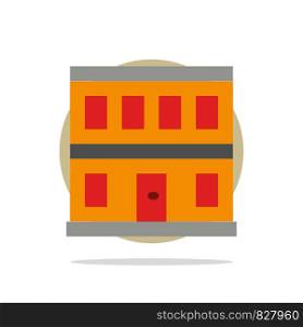 Construction, Door, House, Building Abstract Circle Background Flat color Icon