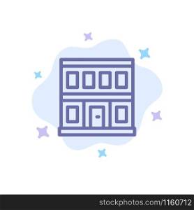 Construction, Door, House, Building Blue Icon on Abstract Cloud Background