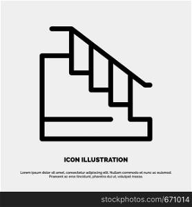 Construction, Down, Home, Stair Line Icon Vector