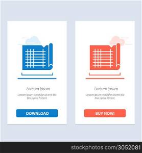 Construction, Drafting, House, Map Blue and Red Download and Buy Now web Widget Card Template