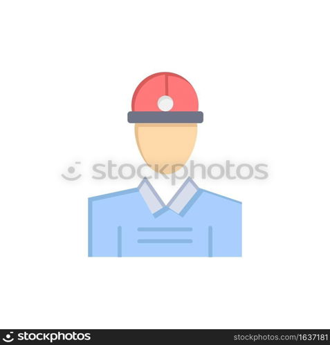 Construction, Engineer, Worker, Work  Flat Color Icon. Vector icon banner Template