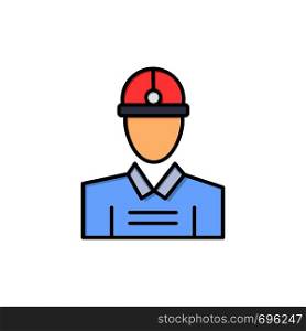 Construction, Engineer, Worker, Work Flat Color Icon. Vector icon banner Template