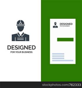 Construction, Engineer, Worker, Work Grey Logo Design and Business Card Template