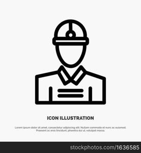 Construction, Engineer, Worker, Work Line Icon Vector