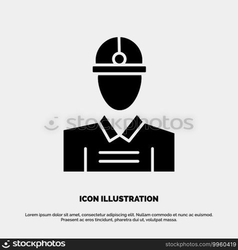 Construction, Engineer, Worker, Work solid Glyph Icon vector