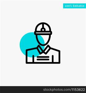 Construction, Engineer, Worker, Work turquoise highlight circle point Vector icon
