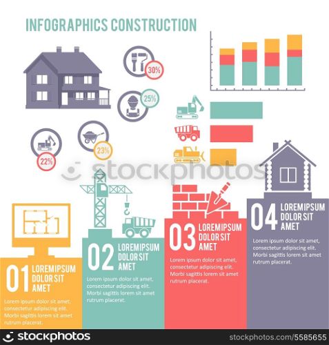 Construction engineering and building infographic elements set vector illustration