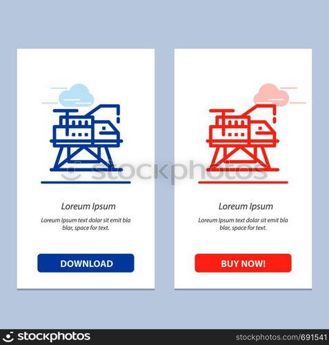 Construction, Engineering, Laboratory, Platform Blue and Red Download and Buy Now web Widget Card Template