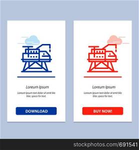 Construction, Engineering, Laboratory, Platform Blue and Red Download and Buy Now web Widget Card Template