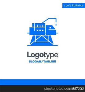 Construction, Engineering, Laboratory, Platform Blue Solid Logo Template. Place for Tagline