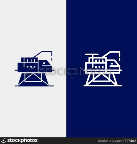 Construction, Engineering, Laboratory, Platform Line and Glyph Solid icon Blue banner Line and Glyph Solid icon Blue banner