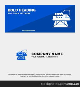 Construction, Engineering, Laboratory, Platform SOlid Icon Website Banner and Business Logo Template