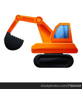 Construction excavator icon. Cartoon of construction excavator vector icon for web design isolated on white background. Construction excavator icon, cartoon style