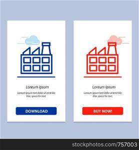 Construction, Factory, Industry Blue and Red Download and Buy Now web Widget Card Template