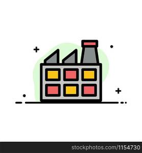 Construction, Factory, Industry Business Flat Line Filled Icon Vector Banner Template