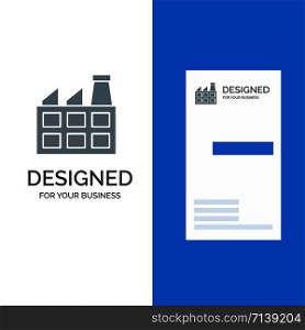 Construction, Factory, Industry Grey Logo Design and Business Card Template
