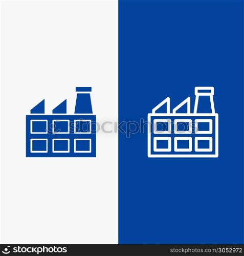 Construction, Factory, Industry Line and Glyph Solid icon Blue banner Line and Glyph Solid icon Blue banner