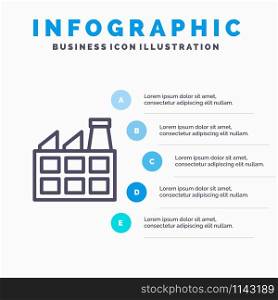 Construction, Factory, Industry Line icon with 5 steps presentation infographics Background
