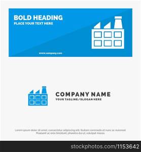 Construction, Factory, Industry SOlid Icon Website Banner and Business Logo Template
