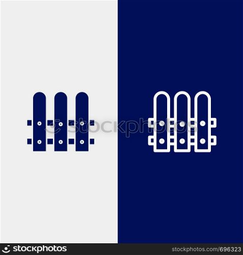 Construction, Fence, House Line and Glyph Solid icon Blue banner Line and Glyph Solid icon Blue banner