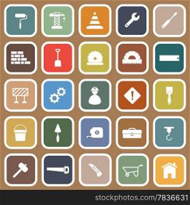 Construction flat icons on brown background, stock vector