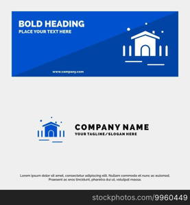 Construction, Garden, Patio, Shelter SOlid Icon Website Banner and Business Logo Template