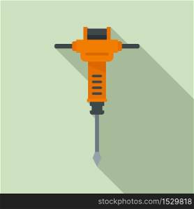 Construction hammer drill icon. Flat illustration of construction hammer drill vector icon for web design. Construction hammer drill icon, flat style