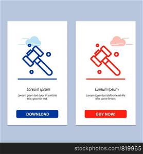 Construction, Hammer, Tool Blue and Red Download and Buy Now web Widget Card Template