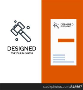 Construction, Hammer, Tool Grey Logo Design and Business Card Template