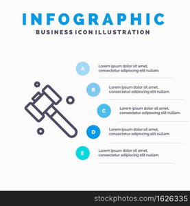 Construction, Hammer, Tool Line icon with 5 steps presentation infographics Background