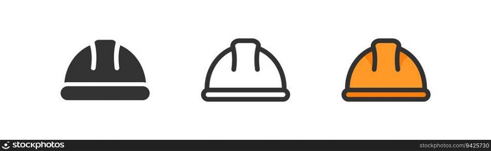 Construction helmet icon on light background. Yellow hardhat, safety symbol. Engineer, construction, manufacturing, work, contractor. Outline, flat and colored style. Flat design. Vector illustration. Construction helmet icon on light background. Yellow hardhat, safety symbol. Engineer, construction, manufacturing, work, contractor. Outline, flat and colored style. Flat design. 