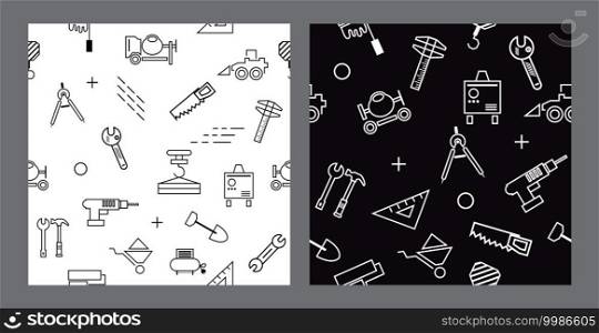 construction icon seamless pattern for gift wrapping paper, fabric, clothes , vector illustration.