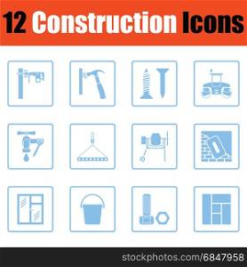 Construction icon set. Blue frame design. Vector illustration.