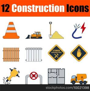 Construction Icon Set. Flat Color Outline Design With Editable Stroke. Vector Illustration.