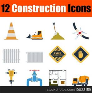 Construction Icon Set. Flat Design. Fully editable vector illustration. Text expanded.